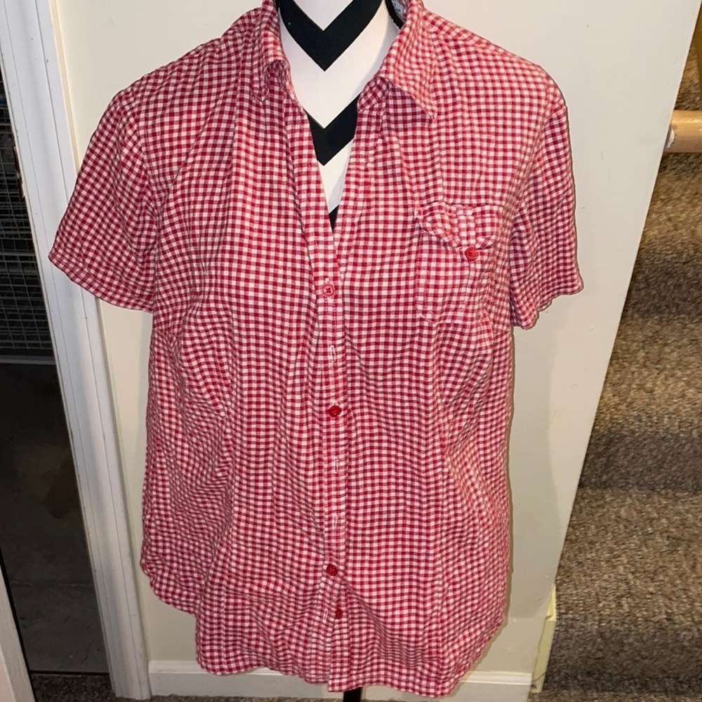 Womens White Stag Stretch Woman Button Down Shirt
